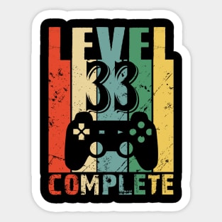 Vintage 33th Wedding Anniversary Level 33 Complete Funny Video Gamer Birthday Gift Ideas Sticker